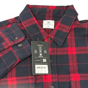 7Diamonds Generation 4-Way Stretch Plaid Flannel Shirt XXL‎ Red Navy GSWW-7404